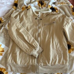 tan zip up jacket- fleece lining